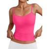 imageTrendy Queen Womens Adjustable Camisole Sleeveless Square Neck Spaghetti Strap Tank Tops Basic ShirtNeon Pink
