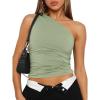 imageTrendy Queen Womens One Shoulder Tops  Asymmetrical Sleeveless Crop Tops Sexy Going Out amp Workout Shirts for WomenGreen