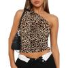 imageTrendy Queen Womens One Shoulder Tops  Asymmetrical Sleeveless Crop Tops Sexy Going Out amp Workout Shirts for WomenLeopard