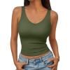 imageTrendy Queen Womens Tank Tops Double Lined Crop Sleeveless Going Out Camisole Summer Fashion Basic Soft Spring Clothes 2026Armygreen