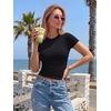 image:imageTrendy Queen Double Lined Short Sleeve Tops for Women Compression Crop Tees Basic Slim Fit Y2K Going Out Workout T ShirtsBlack