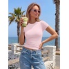 image:imageTrendy Queen Double Lined Short Sleeve Tops for Women Compression Crop Tees Basic Slim Fit Y2K Going Out Workout T ShirtsLight Pink