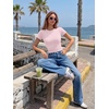 image:imageTrendy Queen Double Lined Short Sleeve Tops for Women Compression Crop Tees Basic Slim Fit Y2K Going Out Workout T ShirtsLight Pink