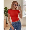 image:imageTrendy Queen Double Lined Short Sleeve Tops for Women Compression Crop Tees Basic Slim Fit Y2K Going Out Workout T ShirtsRed
