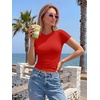 image:imageTrendy Queen Double Lined Short Sleeve Tops for Women Compression Crop Tees Basic Slim Fit Y2K Going Out Workout T ShirtsRed