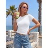image:imageTrendy Queen Double Lined Short Sleeve Tops for Women Compression Crop Tees Basic Slim Fit Y2K Going Out Workout T ShirtsWhite