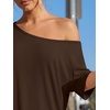 image:imageTrendy Queen Womens 2 Piece Lounge Sets Off Shoulder Oversized Tshirts amp Wide Leg Pants OutfitsBrown