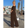 image:imageTrendy Queen Womens 2 Piece Lounge Sets Off Shoulder Oversized Tshirts amp Wide Leg Pants OutfitsBrown