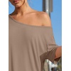 image:imageTrendy Queen Womens 2 Piece Lounge Sets Off Shoulder Oversized Tshirts amp Wide Leg Pants OutfitsMocha