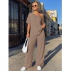image:imageTrendy Queen Womens 2 Piece Lounge Sets Off Shoulder Oversized Tshirts amp Wide Leg Pants OutfitsMocha