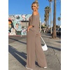 image:imageTrendy Queen Womens 2 Piece Lounge Sets Off Shoulder Oversized Tshirts amp Wide Leg Pants OutfitsMocha