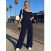 image:imageTrendy Queen Womens 2 Piece Lounge Sets Off Shoulder Oversized Tshirts amp Wide Leg Pants OutfitsNavy