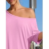 image:imageTrendy Queen Womens 2 Piece Lounge Sets Off Shoulder Oversized Tshirts amp Wide Leg Pants OutfitsPink