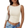 image:imageTrendy Queen Womens Double Lined Tank Tops Boat Neck Sleeveless Layering Workout Shirts Going Out Tops for SummerApricot