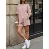 image:imageTrendy Queen 2 Piece Summer Set Oversized Top amp Loose Fit Shorts with PocketsStriped White Red