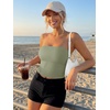 image:imageTrendy Queen Womens Double Lined Tube Tops Strapless Bandeau for Summer Going OutGreen