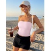 image:imageTrendy Queen Womens Double Lined Tube Tops Strapless Bandeau for Summer Going OutLight Pink