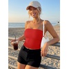 image:imageTrendy Queen Womens Double Lined Tube Tops Strapless Bandeau for Summer Going OutRed
