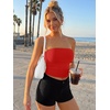 image:imageTrendy Queen Womens Double Lined Tube Tops Strapless Bandeau for Summer Going OutRed