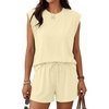image:imageTrendy Queen 2 Piece Short Sets for Women Summer Matching Lounge Sets Cap Sleeve Tops amp Loose Fit Shorts with PocketsButter Yellow