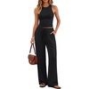 image:imageTrendy Queen Womens Summer 2 Piece Lounge Set Tank Top Wide Leg Pants Pockets 2026Black